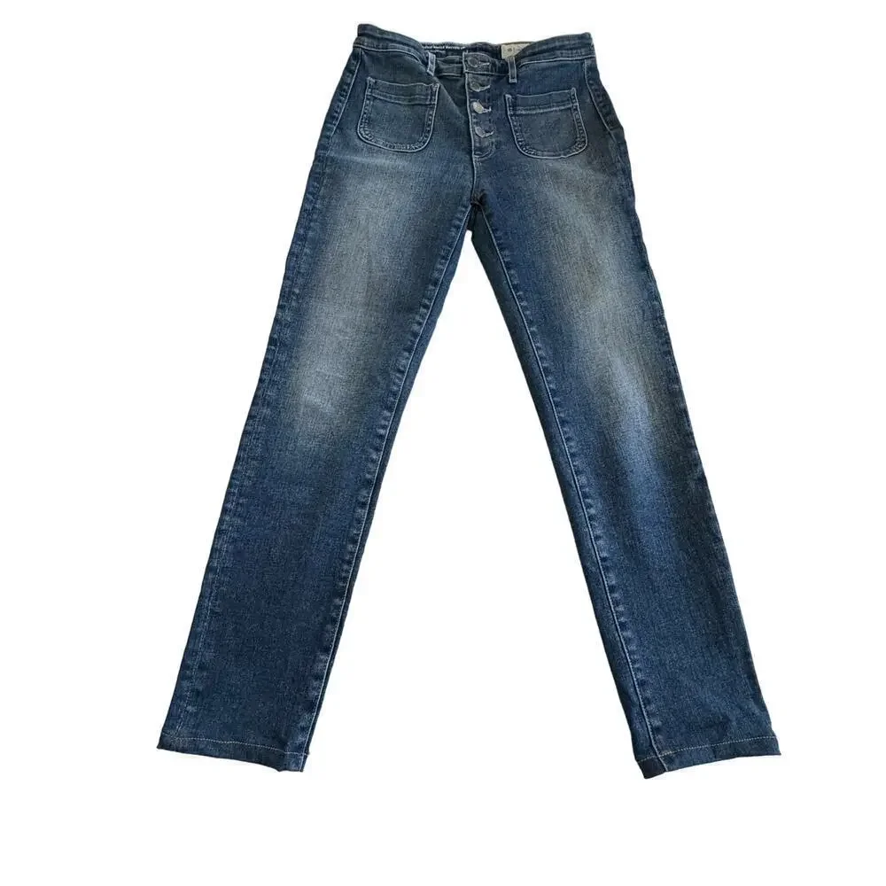 AG Adriano Goldschmied Jeans Buton Fly High Rise Straight Leg Denim‎ Size 26